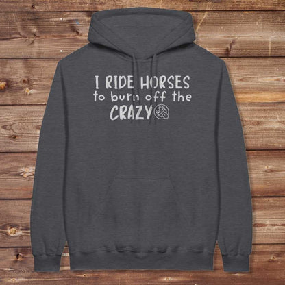 Gray I Ride Horses to Burn off the Crazy Hoodie for Horse Lovers, Equestrian Wear