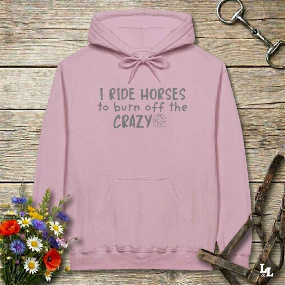 pink I Ride Horses to Burn off the Crazy Hoodie for Horse Lovers, Equestrian Wear