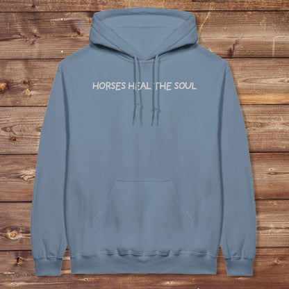 Blue Horses Heal the Soul Hoodie for Horse Lovers, Barn Apparel Equestrian Wear