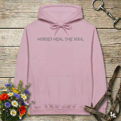 pink Horses Heal the Soul Hoodie for Horse Lovers, Barn Apparel Equestrian Wear