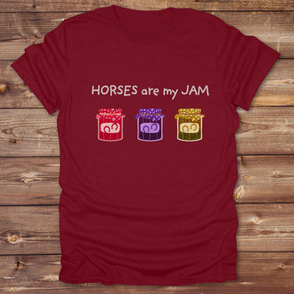 cardinal red Cute horse lover shirt: ‘Horses Are My Jam’ in stylized western lettering