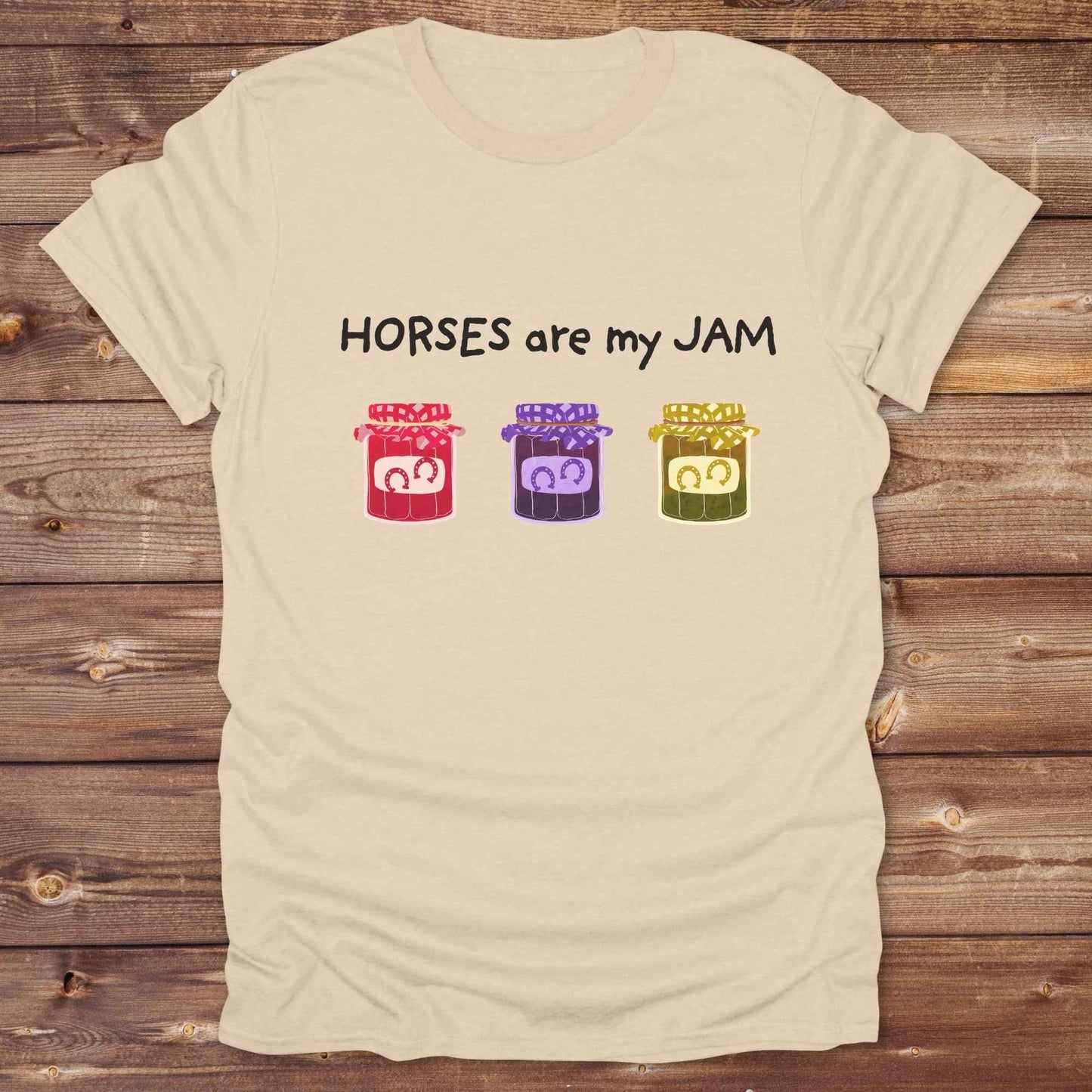 sand beige Horses Are My Jam’ shirt perfect gift for horse lovers, western style tee”