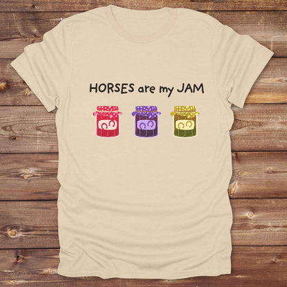 sand beige Horses Are My Jam’ shirt perfect gift for horse lovers, western style tee”