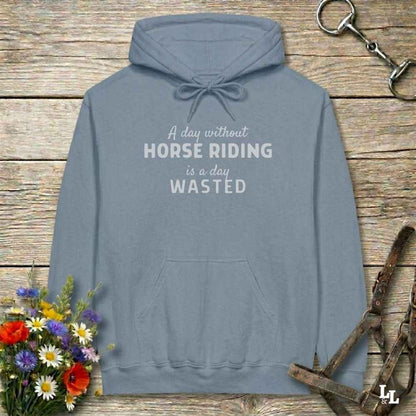 blue A Day without Horse Riding Hoodie for Horse Lovers, Barn Wear for Riders