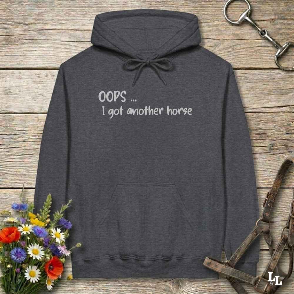 gray Oops I Bought Another Horse Hoodie for Horse Lovers, Equestrian Apparel for Riders