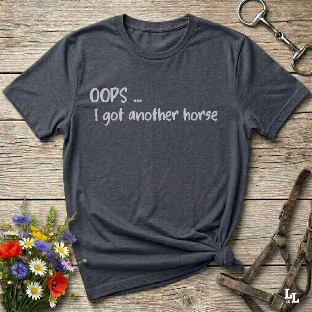 gray  Oops I bought another horse T-Shirt, Funny T-Shirts, Western Style Wear, Cowgirl Shirt for Horse Lover