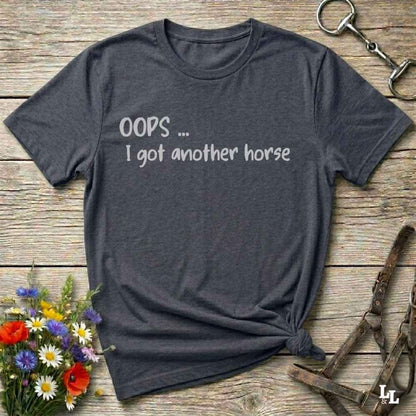 gray  Oops I bought another horse T-Shirt, Funny T-Shirts, Western Style Wear, Cowgirl Shirt for Horse Lover