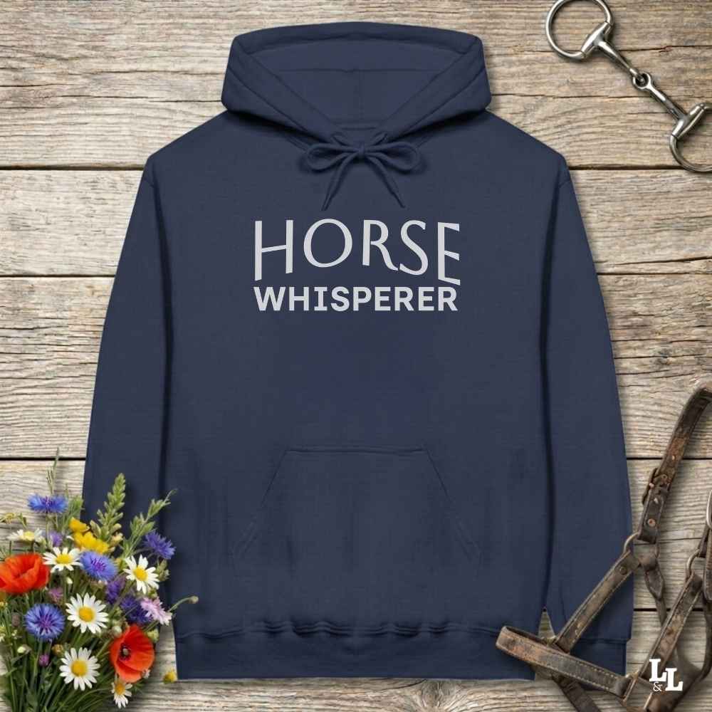 navy blue Horse Whisperer Hoodie for Horse Lovers, Barn Apparel for Riders