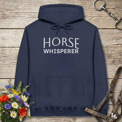 navy blue Horse Whisperer Hoodie for Horse Lovers, Barn Apparel for Riders