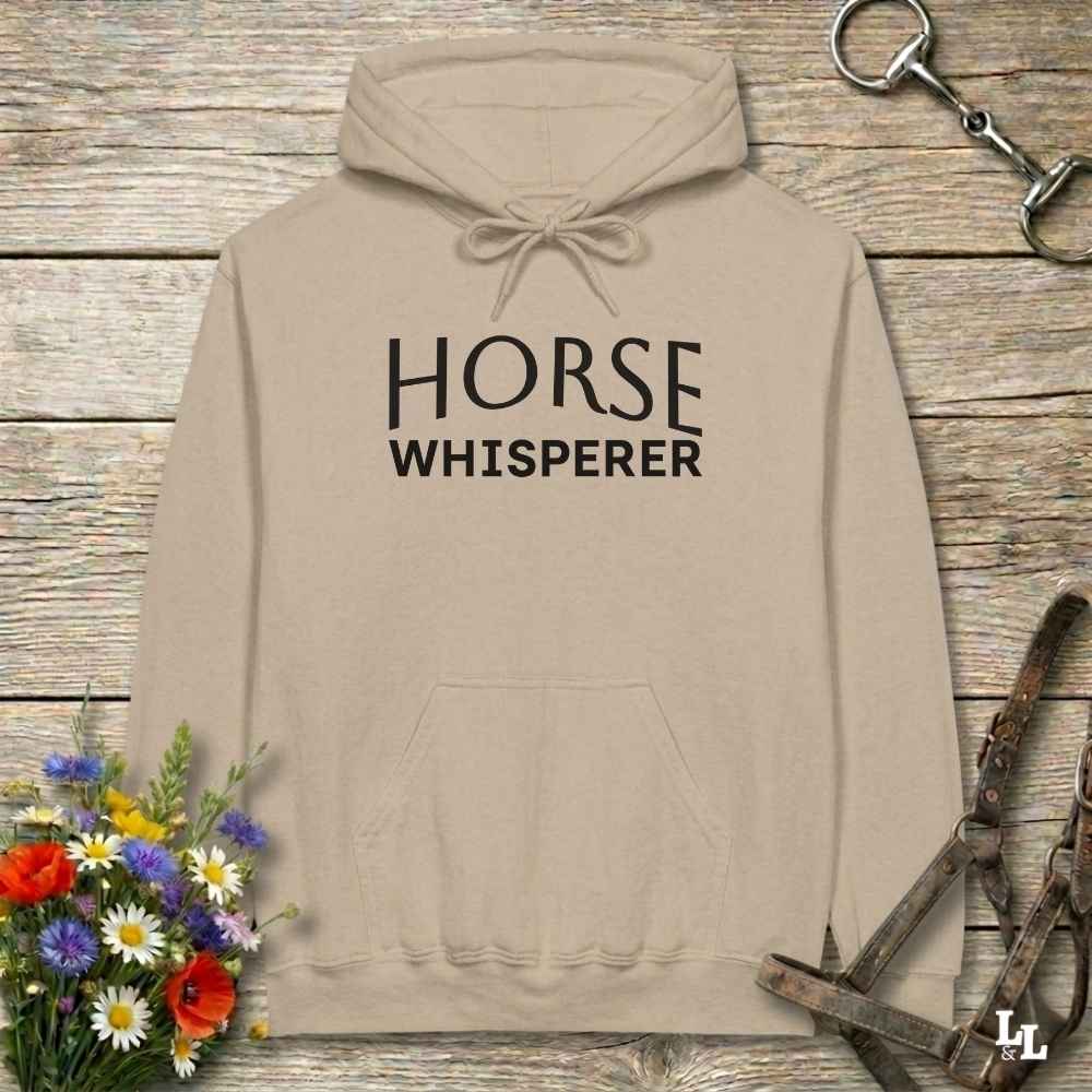 beige Horse Whisperer Hoodie for Horse Lovers, Barn Apparel for Riders