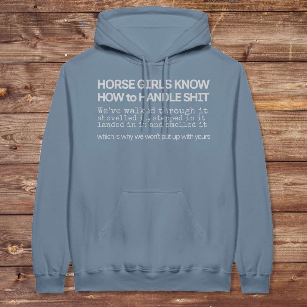 Blue Horse Girls Know Hoodie for Horse Lovers, Barn Apparel for Riders