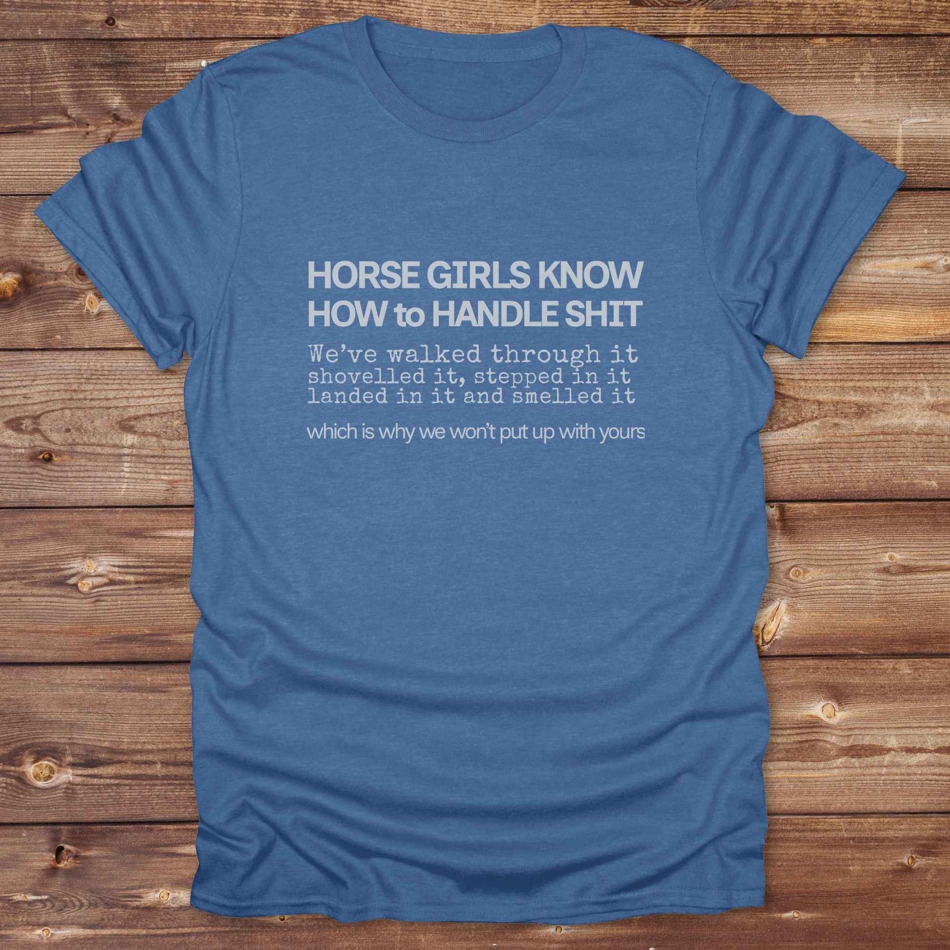 heather royal blue Horse Girls Know T-Shirt, Funny Tee, Western Style Wear, Cowgirl Shirt, Equine T-Shirts