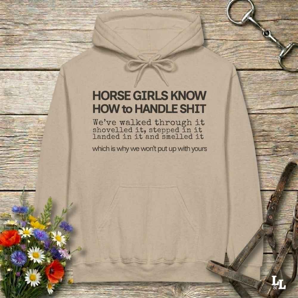 beige Horse Girls Know Hoodie for Horse Lovers, Barn Apparel for Riders