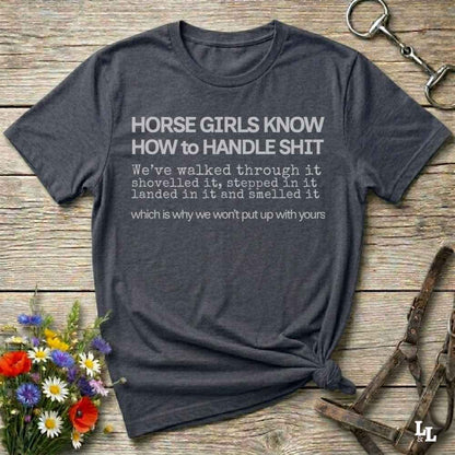 gray  Horse Girls Know T-Shirt, Funny Tee, Western Style Wear, Cowgirl Shirt, Equine T-Shirts