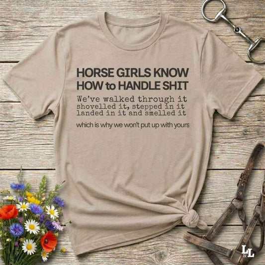beige  Horse Girls Know T-Shirt, Funny Tee, Western Style Wear, Cowgirl Shirt, Equine T-Shirts
