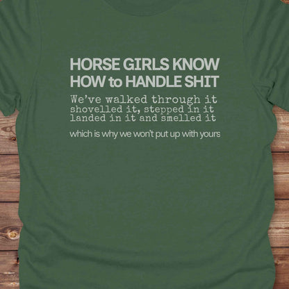Horse Girls Know T-Shirt, Funny Tee, Western Style Wear, Cowgirl Shirt, Equine T-Shirts close up
