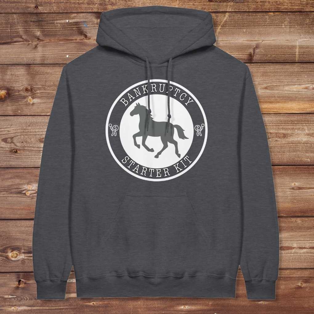 Dark grey Bankruptcy Starter Kit Hoodie for Horse Lovers, Barn Apparel Wear