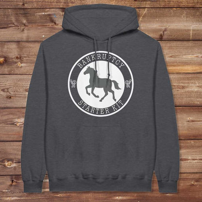 Dark grey Bankruptcy Starter Kit Hoodie for Horse Lovers, Barn Apparel Wear