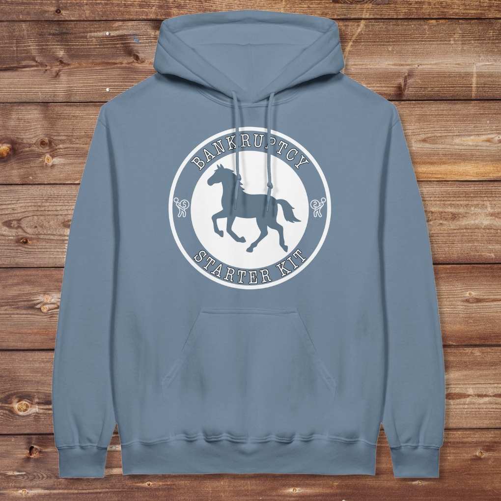 Blue Bankruptcy Starter Kit Hoodie for Horse Lovers, Barn Apparel Wear