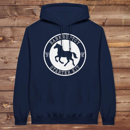 Navy blue Bankruptcy Starter Kit Hoodie for Horse Lovers, Barn Apparel Wear