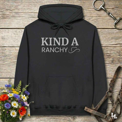 black Kind a Ranchy Hoodie for Horse Lover, Essential Barn Hoodie Equestrian Apparel Lifestyle
