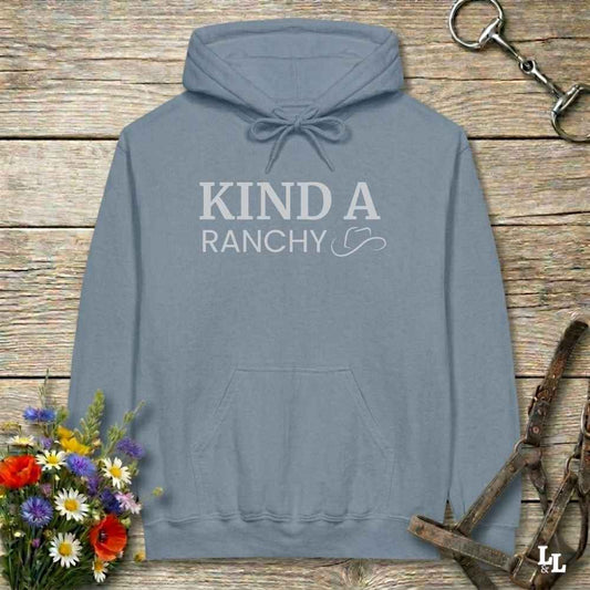 blue Kind a Ranchy Hoodie for Horse Lover, Essential Barn Hoodie Equestrian Apparel Lifestyle