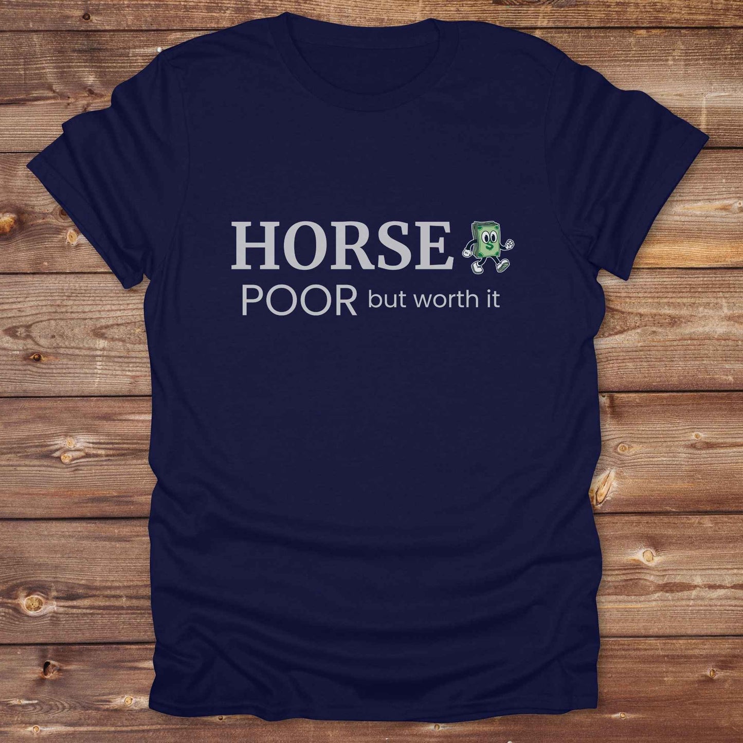 navy blue Horse Poor T-Shirt, Fun Horse Lover Tee, Equestrian Apparel, Cowgirl Shirt