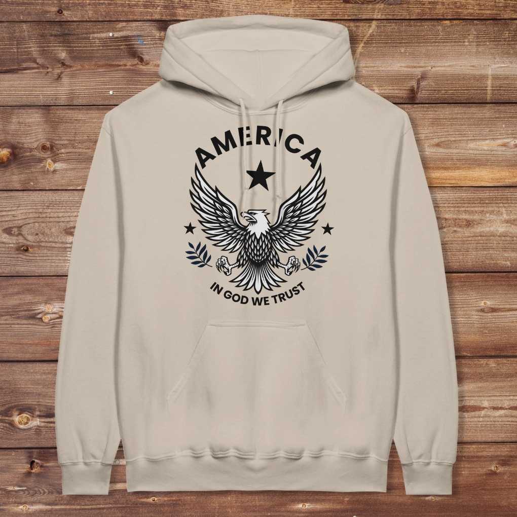 Beige Sand America Eagle Hoodie for Horse Lovers, Western Style Hoodie, Barn Apparel