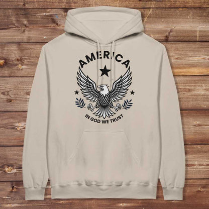 Beige Sand America Eagle Hoodie for Horse Lovers, Western Style Hoodie, Barn Apparel