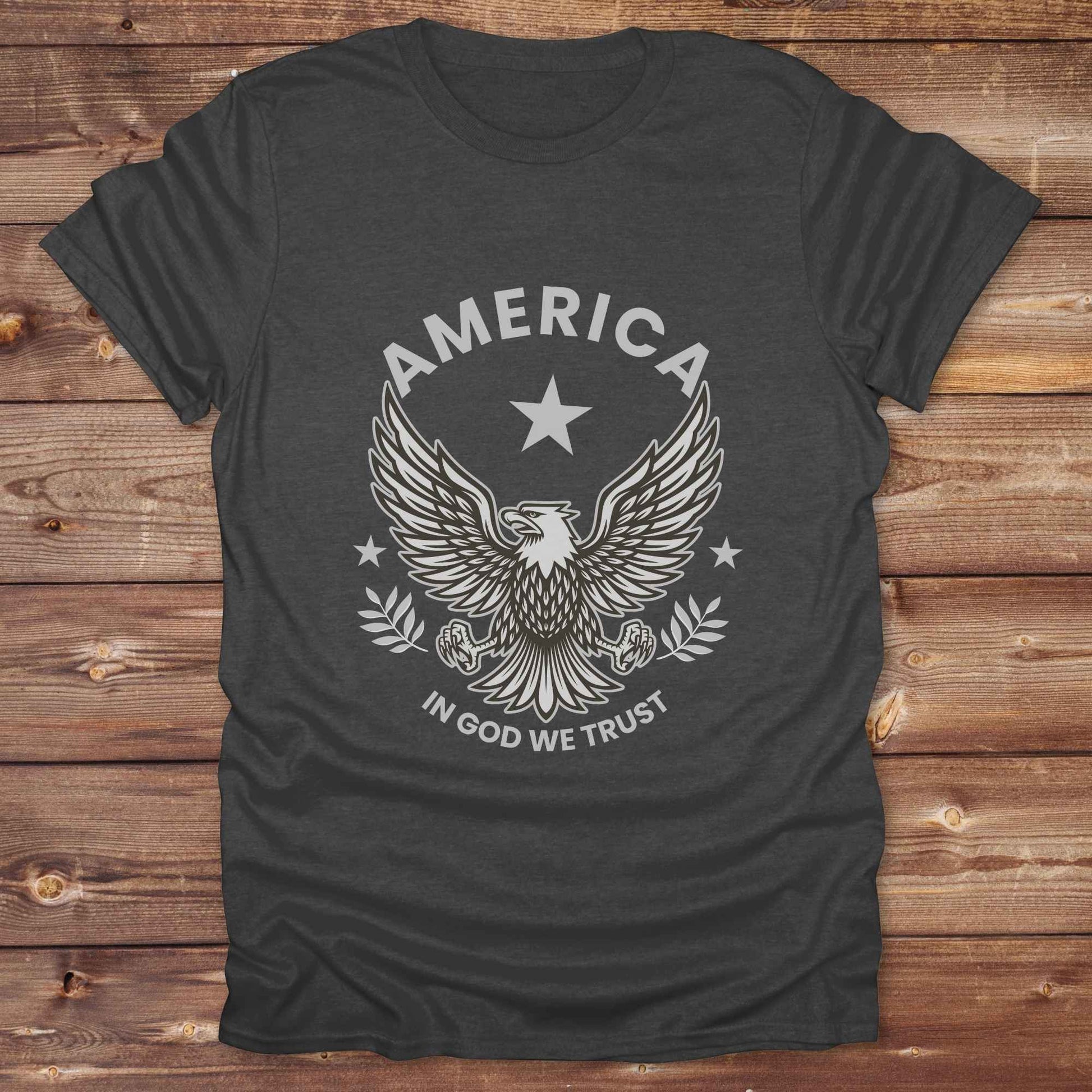 dark heather American Eagle T-Shirt, Cowboy Graphic Tee Western Style Shirt, Horse Lover Tee