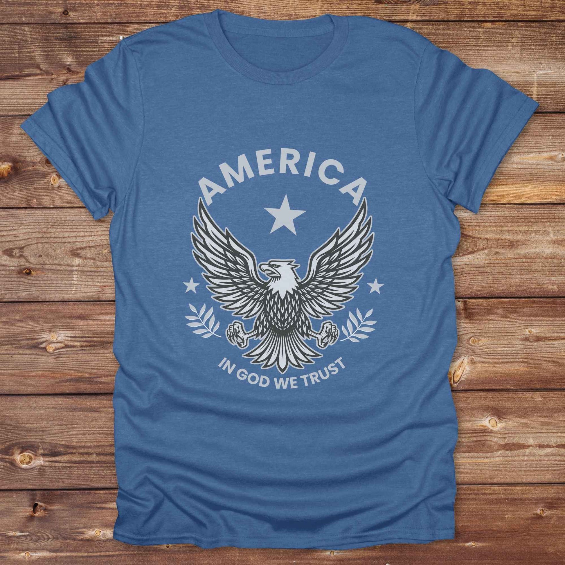 royal heather blue American Eagle T-Shirt, Cowboy Graphic Tee Western Style Shirt, Horse Lover Tee