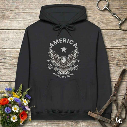 black  America Eagle Hoodie for Horse Lovers, Western Style Hoodie, Barn Apparel