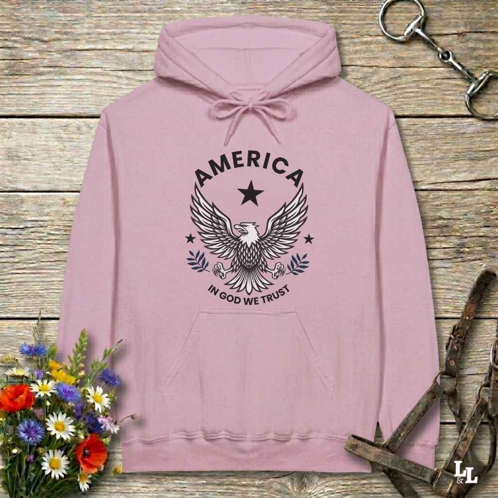 pink  America Eagle Hoodie for Horse Lovers, Western Style Hoodie, Barn Apparel