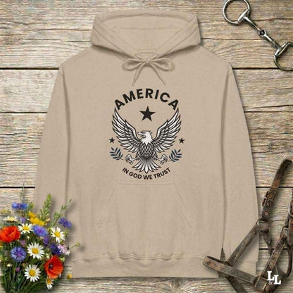 beige  America Eagle Hoodie for Horse Lovers, Western Style Hoodie, Barn Apparel