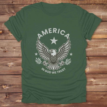 military green American Eagle T-Shirt, Cowboy Graphic Tee Western Style Shirt, Horse Lover Tee