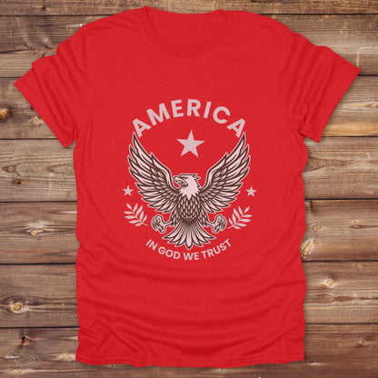 red American Eagle T-Shirt, Cowboy Graphic Tee Western Style Shirt, Horse Lover Tee