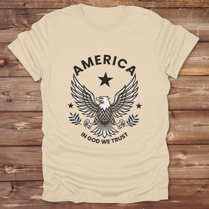 sand beige American Eagle T-Shirt, Cowboy Graphic Tee Western Style Shirt, Horse Lover Tee