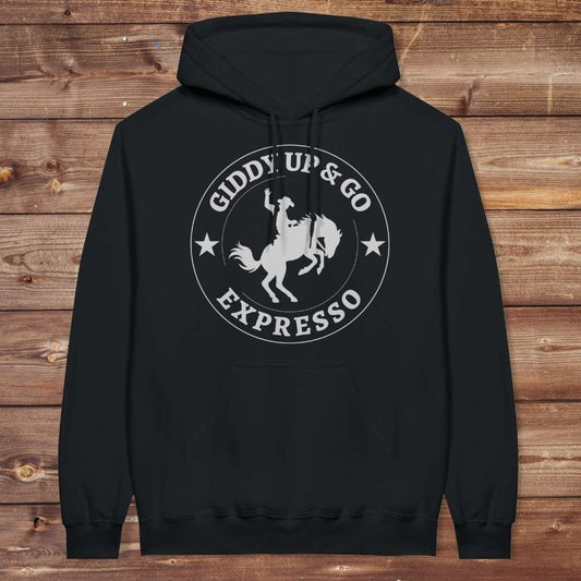 Black Giddy up and Go Hoodie for Horse Lovers, Barn Apparel Cowgirl Sweatshirt