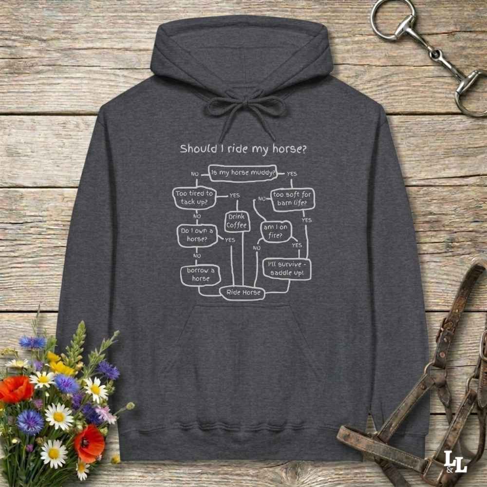 gray Should I Ride my Horse Hoodie for Horse Lovers, Barn Apparel, Cowgirl Sweatshirt