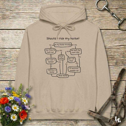 beige Should I Ride my Horse Hoodie for Horse Lovers, Barn Apparel, Cowgirl Sweatshirt