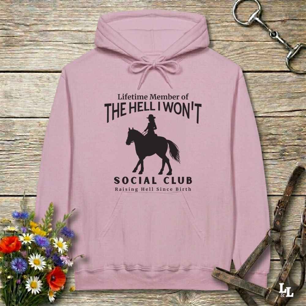 pink The Hell I Won't Hoodie for Horse Lovers, Cowgirl Sweatshirt Horse Riding Apparel