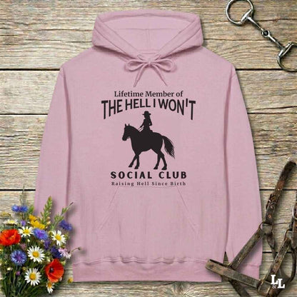 pink The Hell I Won't Hoodie for Horse Lovers, Cowgirl Sweatshirt Horse Riding Apparel