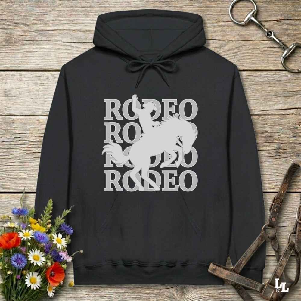 blackRodeo Hoodie for Horse Lovers, Barn Apparel, Cowgirl Sweatshirt