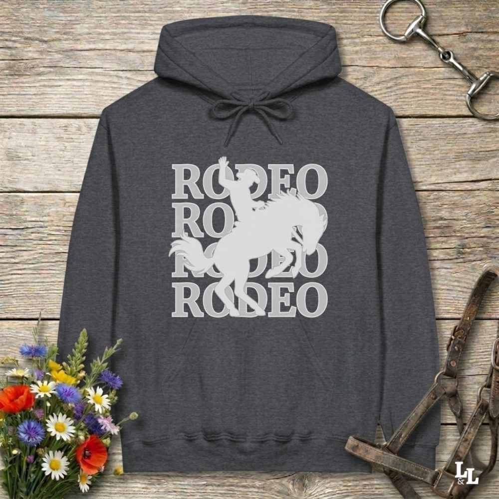 gray Rodeo Hoodie for Horse Lovers, Barn Apparel, Cowgirl Sweatshirt