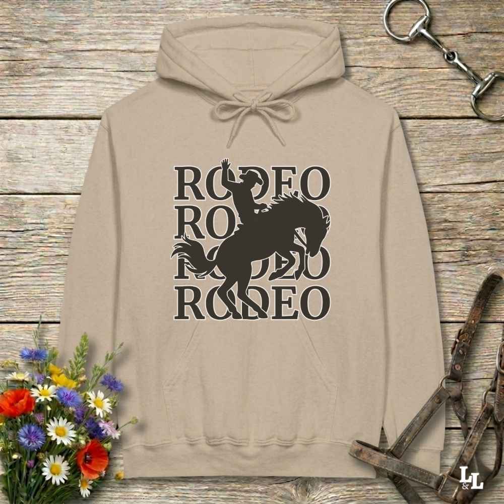 beige Rodeo Hoodie for Horse Lovers, Barn Apparel, Cowgirl Sweatshirt