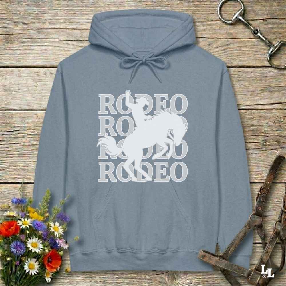 blue Rodeo Hoodie for Horse Lovers, Barn Apparel, Cowgirl Sweatshirt
