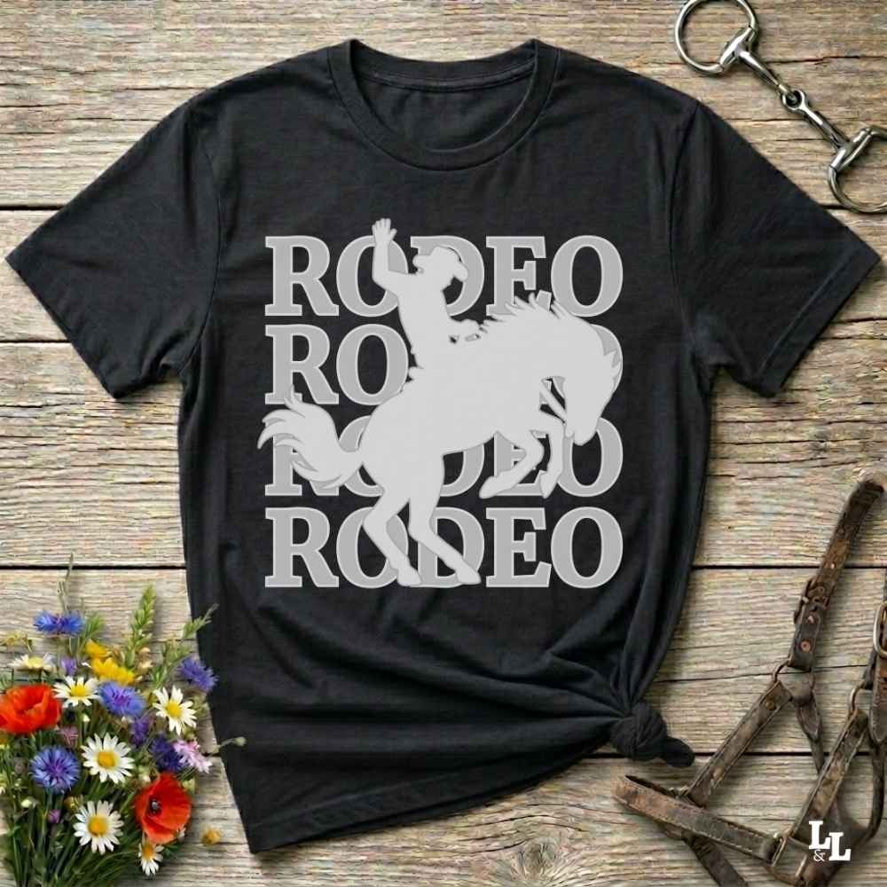 black  Rodeo T-Shirt for Horse Lovers, Cowboy Shirt Western Tee, Equestrian Apparel