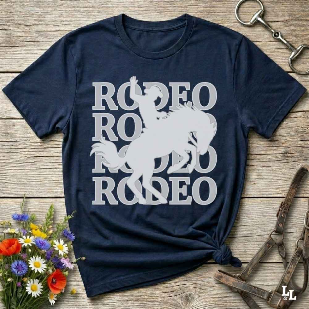 navy blue  Rodeo T-Shirt for Horse Lovers, Cowboy Shirt Western Tee, Equestrian Apparel