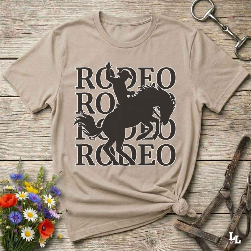 beige  Rodeo T-Shirt for Horse Lovers, Cowboy Shirt Western Tee, Equestrian Apparel