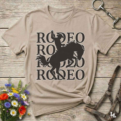 beige  Rodeo T-Shirt for Horse Lovers, Cowboy Shirt Western Tee, Equestrian Apparel